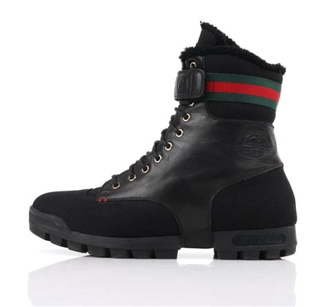 mens gucci black leather boots|gucci black combat boots.